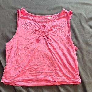 PacSun Pink Floral Cutout Crop Top
